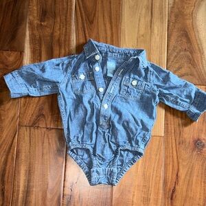 Blue Denim Baby Gap Onesie Size 3/6 Months